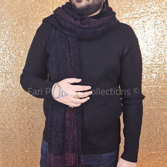 Soft Warm Wool Shawl Border Design Washable Pakistani Kashmiri Wrap Scarf Unisex - Picture 9 of 16